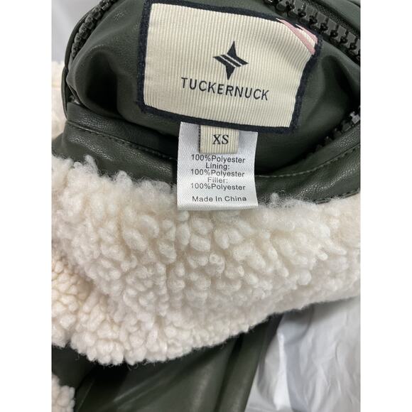 Tuckernuck Leather And Shearling Green Reversible Beckham Vest Size XS - Picture 4 of 4